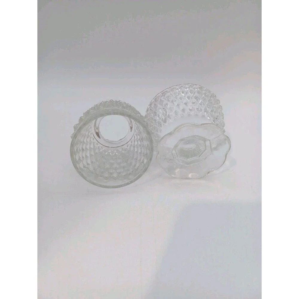 Indiana Glass Fairy Lamp Candle Holder Clear Diamond Point